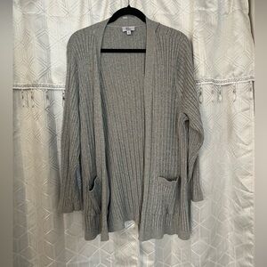 Kim Rogers Light Gray Ribbed Cardigan